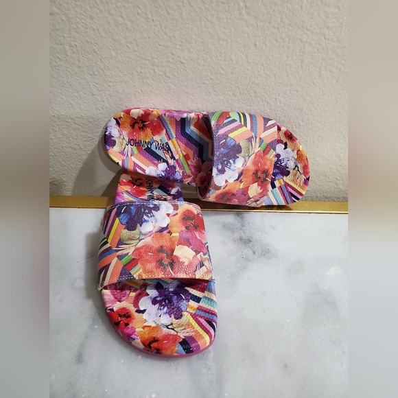 Johnny Was Floral Multicolor Slide Sandals - Picture 1 of 11